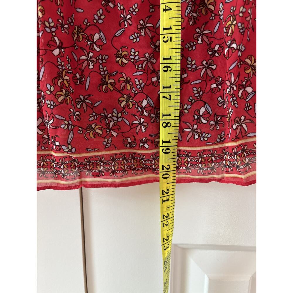 Max Studio Red Floral Smocked Skirt L - Picture 4 of 7